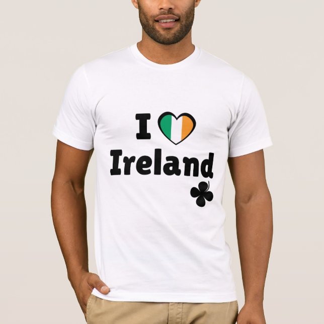 I Love Ireland Irish Flag Heart & Shamrock (Black) T-Shirt (Vorderseite)