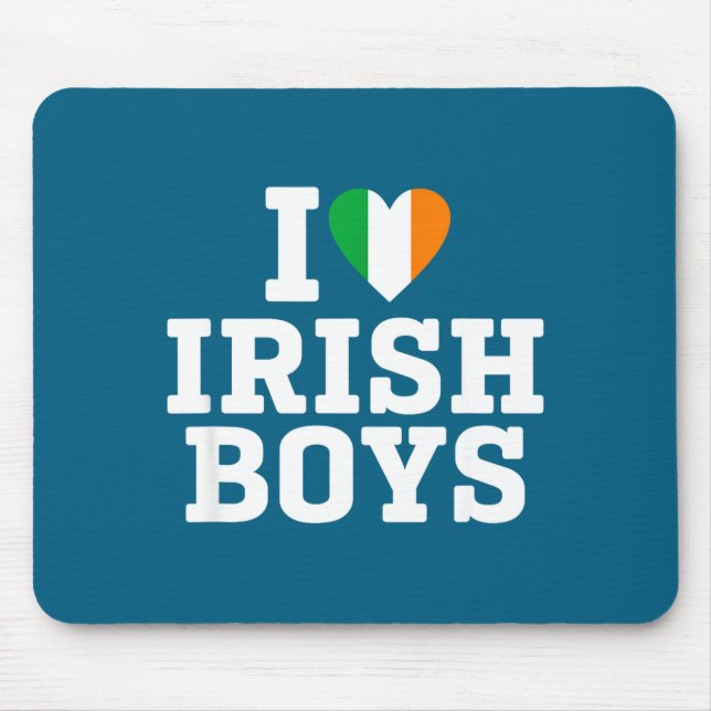 I Love Irish Boys Ireland Flag Heart St Patricks D Mousepad (Vorne)