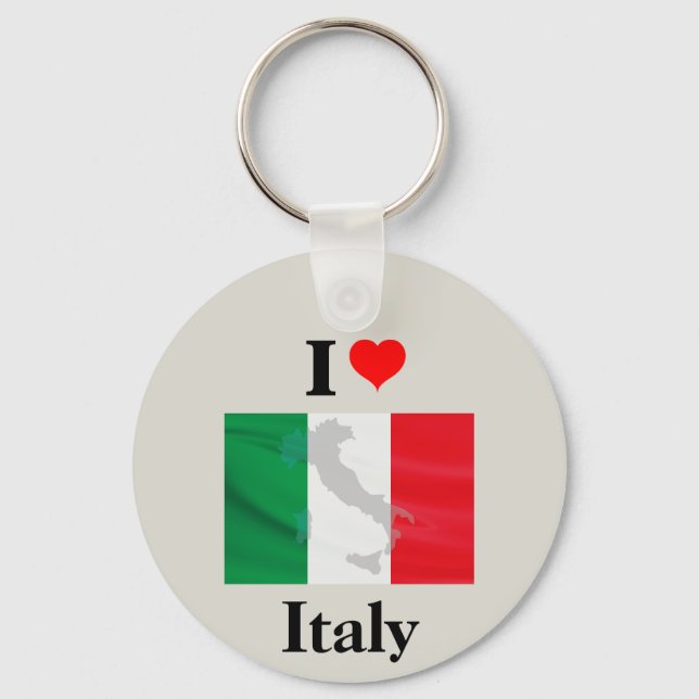 I Love Italy Flag Map Schlüsselanhänger (Vorderseite)