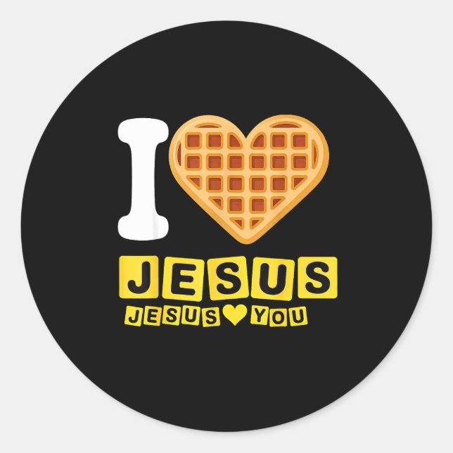 I Love Jesus Waffle Heart  Runder Aufkleber (Vorderseite)