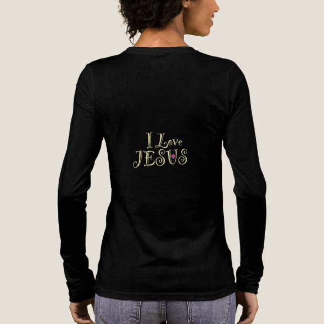 I Love Jesus with Pink Heart  Tri-Blend Shirt (Rückseite)