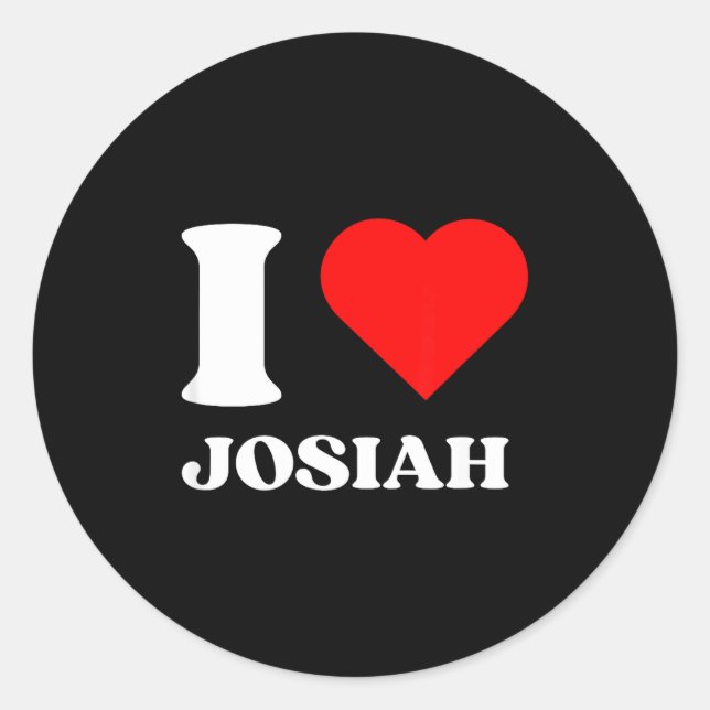 I Love Josiah I Heart Josiah Name Y2k Valentines D Runder Aufkleber (Vorderseite)