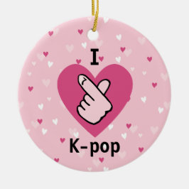 I Love K-pop Pink Finger Heart BlackPink Keramik Ornament