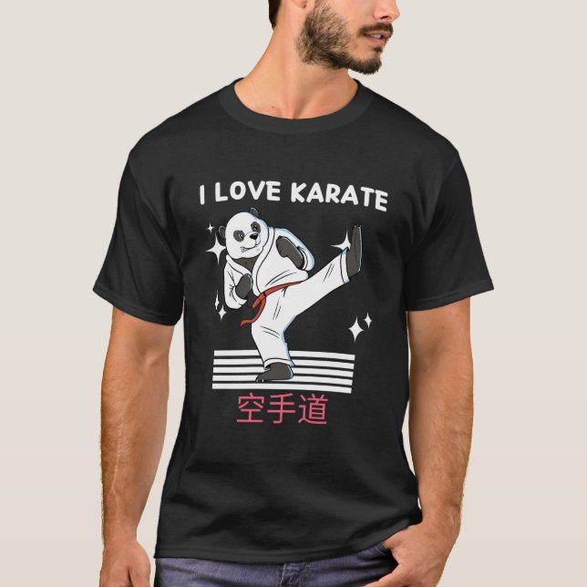 I Love Karate Kawaii Panda Karate Japanese Anime T-Shirt (Vorderseite)