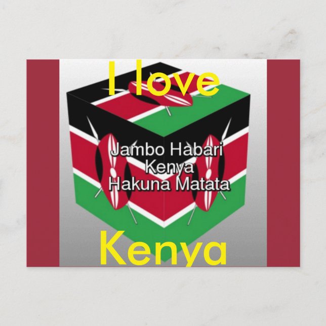 I Love Kenya National Flag 3D Carte postale (Devant)