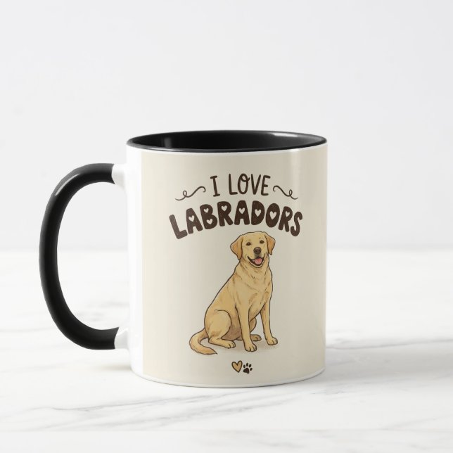 I Love Labradors Mug – Hand-Drawn Illustration Tasse (Links)
