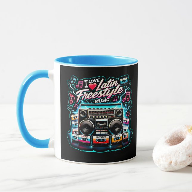 I Love Latin Freestyle Music  Tasse (Mit Donut)