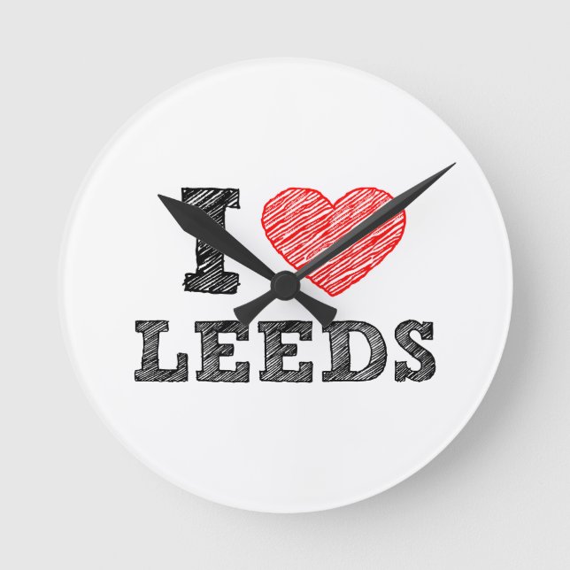I-love-Leeds Runde Wanduhr (Vorderseite)
