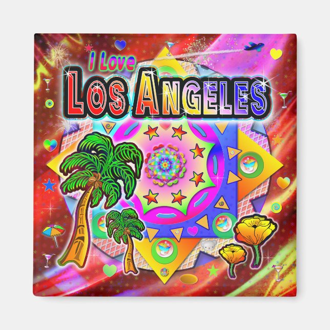 I LOVE Los Angeles Tropical Friends Magnet (Devant)