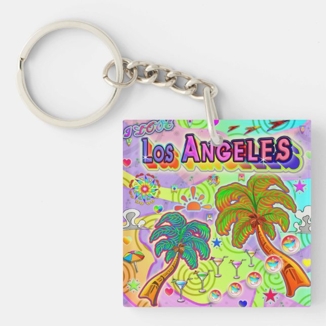 I LOVE Los Angeles Vacation Porte - clé cible (Devant)