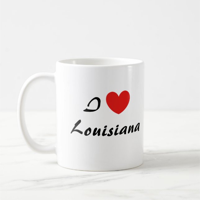 I Love Louisiana Heart Typography Coffee Mug (Gauche)