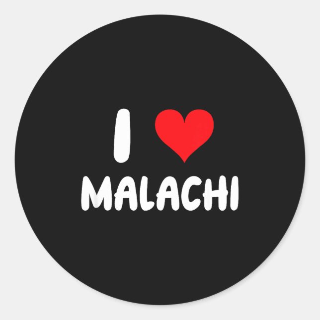I Love Malachi - Heart - Name  Runder Aufkleber (Vorderseite)
