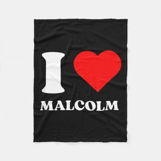 I Love Malcolm I Heart Malcolm Name Y2k Valentines Fleecedecke (Vorderseite)