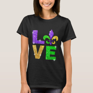 I Love Mardi Gras T-shirt Fleur de Lis Cadeaux