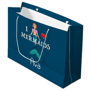 I Love Mermaids Design - Sac Cadeau - Grand