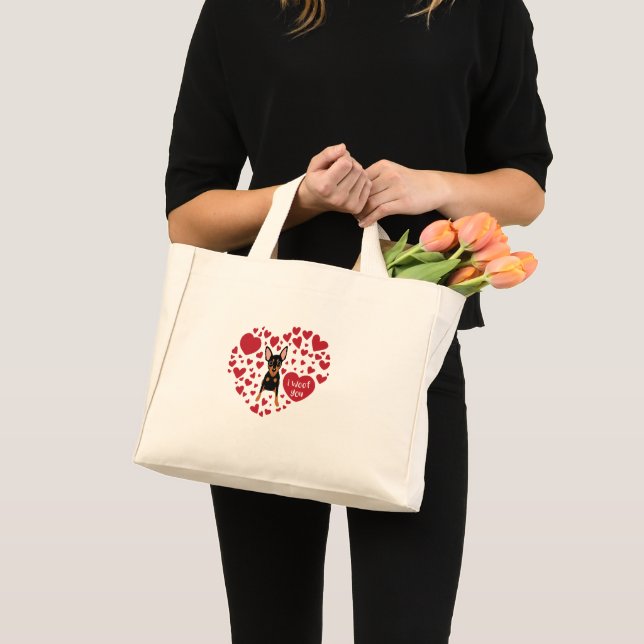 I Love Min Pin sac fourre-tout de toile (Devant (produit))