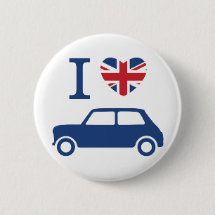 I love Mini Coopers - Blue Button