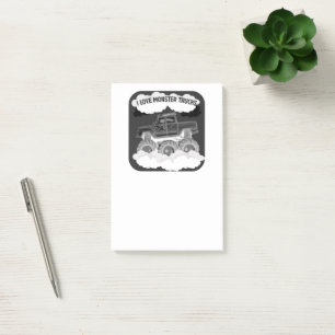 I Love Monster Trucks Douche Gris Échelle Post-it 