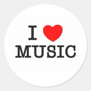 I Love MUSIC Runder Aufkleber