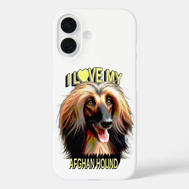 I Love My Afghan Hound – Elegant Dog Lover Design iPhone 16 Hülle (Rückseite)