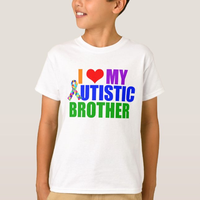 I Love My Autistic Brother Kids T-Shirt (Vorderseite)