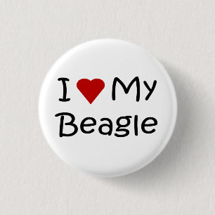 I Love My Beagle Dog Lover Ohrts and Apparel Button
