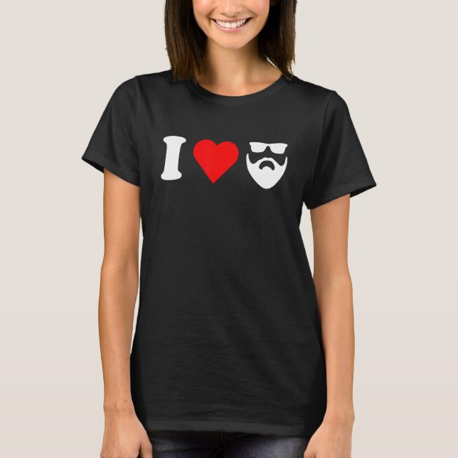 I Love My Bearded Boyfriend Valentines Day Dad Hus T-Shirt (Vorderseite)