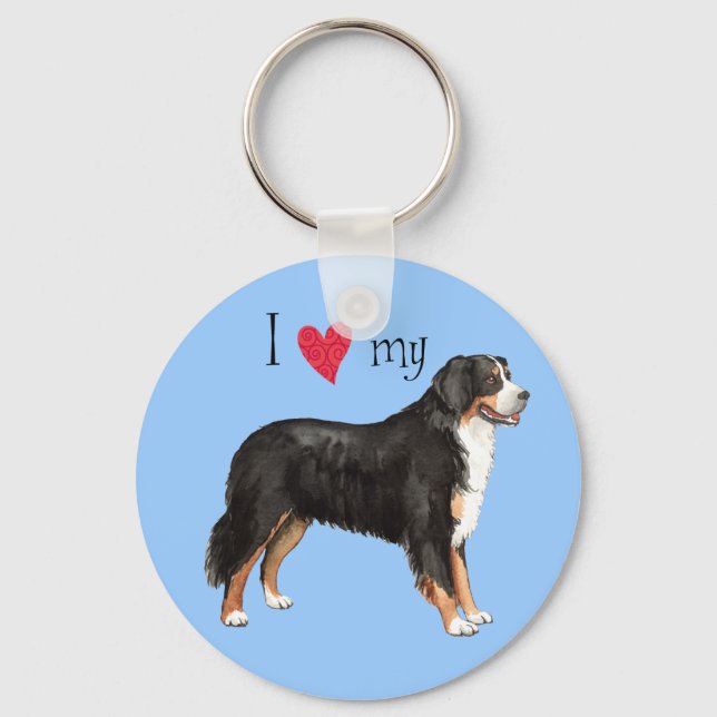 I Love my Bernese Mountain Dog Schlüsselanhänger (Vorderseite)
