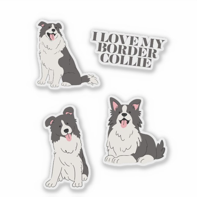 I Love My Border Collie Stickers (Devant)