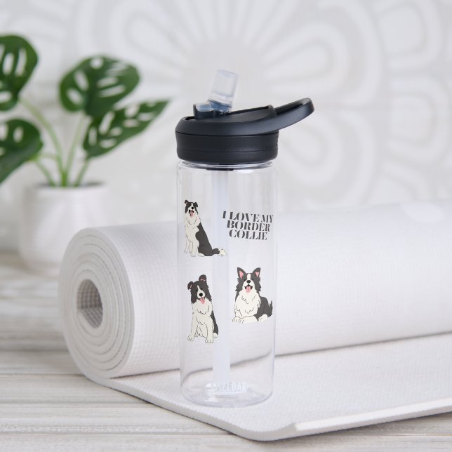 I Love My Border Collie Travel Water Bottle Trinkflasche (Yoga (gedreht))
