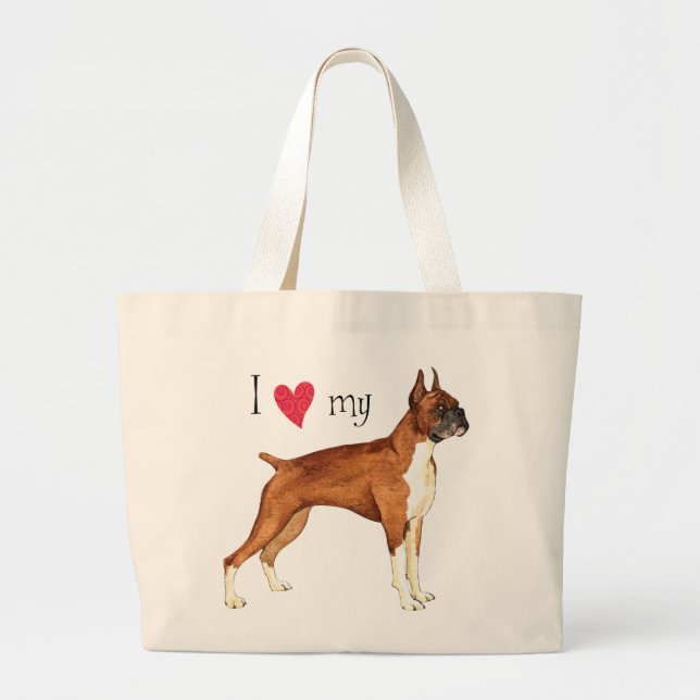 I Love my Boxer Jumbo Stoffbeutel (Vorne)
