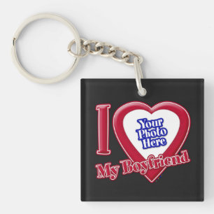 I Love My Boyfriend Photo Red Heart Black