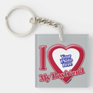 I Love My Boyfriend Photo Red Heart Grey