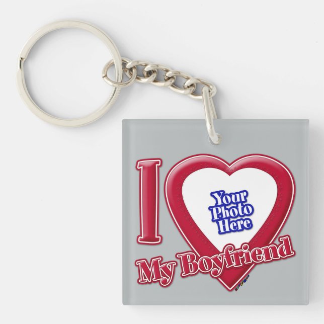 I Love My Boyfriend Photo Red Heart Grey (Devant)