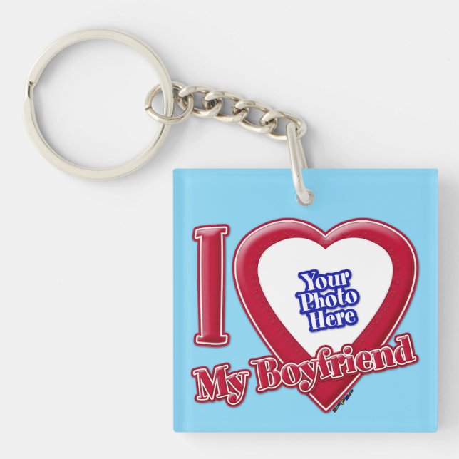 I Love My Boyfriend Photo Red Heart Turquoise (Devant)
