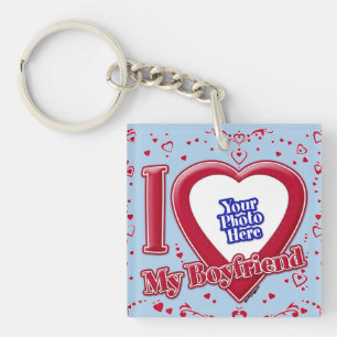 I Love My Boyfriend Photo Red Hearts Light Blue