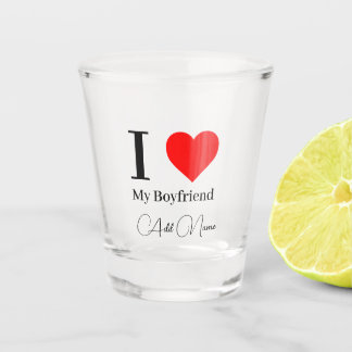 I love My Boyfriend & Red Heart Personalized Schnapsglas