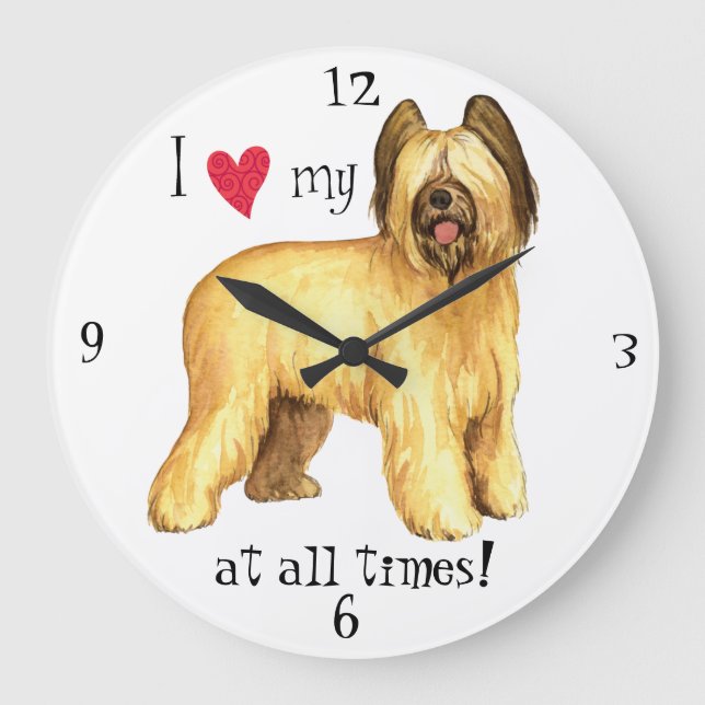 I Love my Briard Große Wanduhr (Vorderseite)