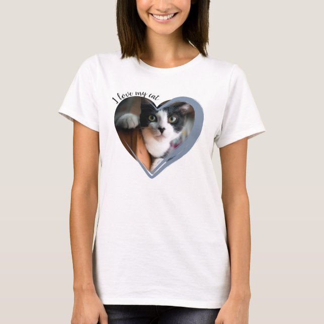 I Love My Cat Heart Photo  T-Shirt (Vorderseite)