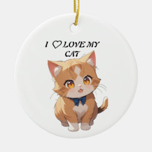 I love my cat keramik ornament