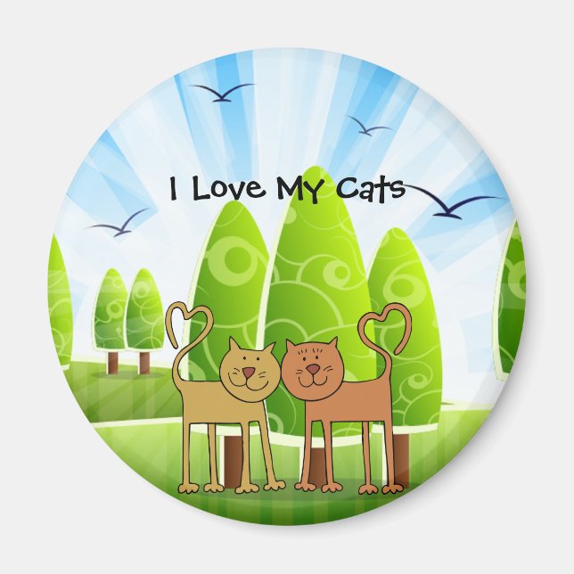 "I Love My Cats", aimant frigo de charme (Devant)