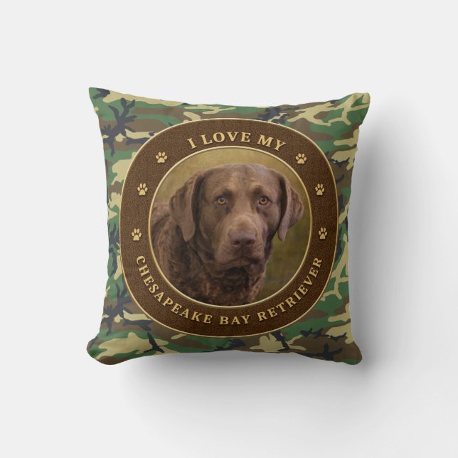 I Love My Chesapeake Bay Retriever Cammo Coussin (Recto)