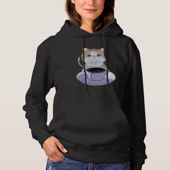 I Love My Coffee and Exotic Shorthair Cat Hoodie (Vorderseite)