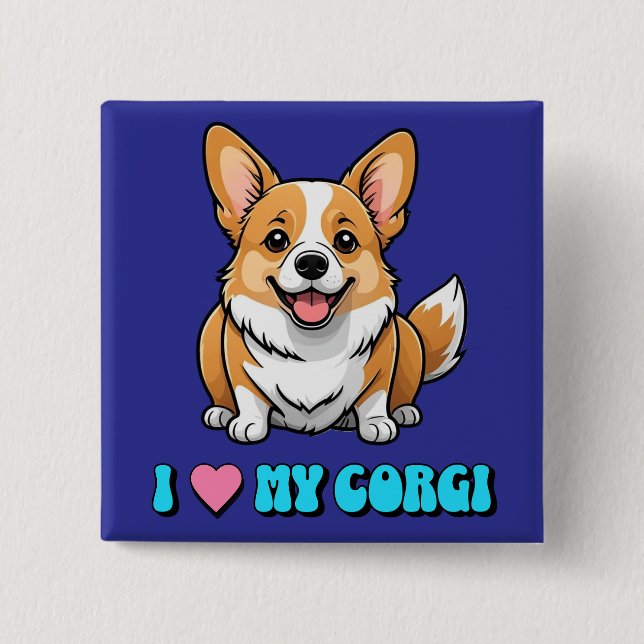 I Love My Corgi Button (Vorderseite)