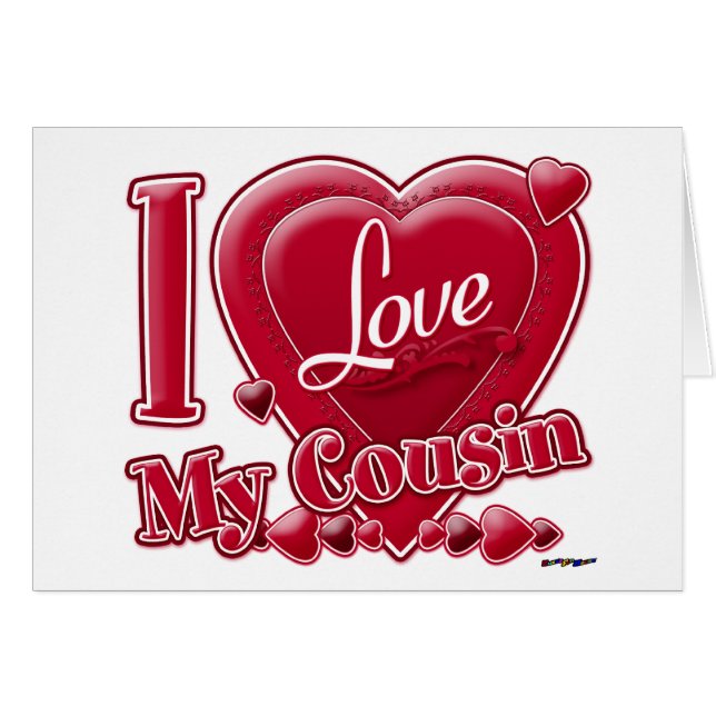 I Love My Cousin rouge - coeur (Devant horizontal)