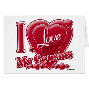 I Love My Cousins rouge - coeur