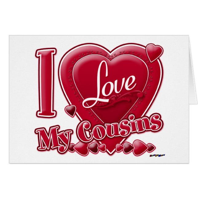 I Love My Cousins rouge - coeur (Devant horizontal)