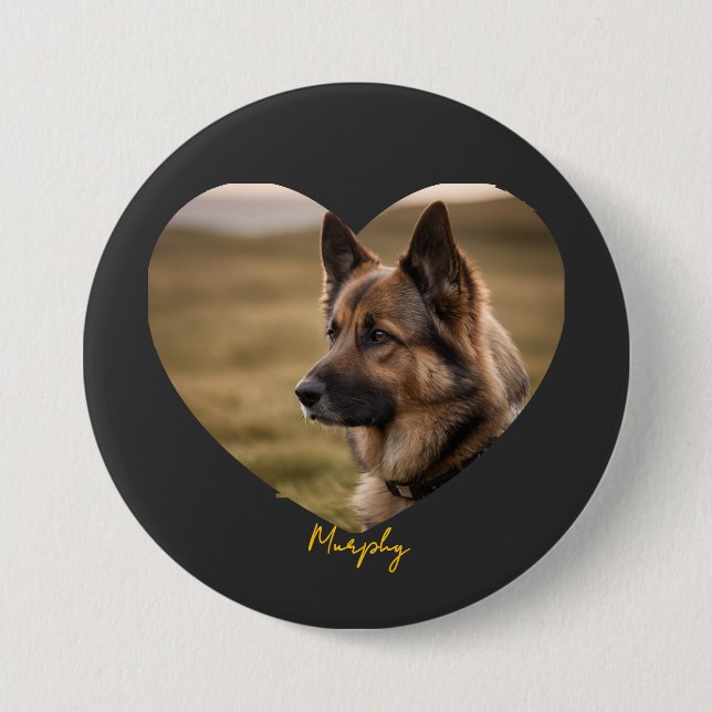 I love my dog customized image and name button (Vorderseite)