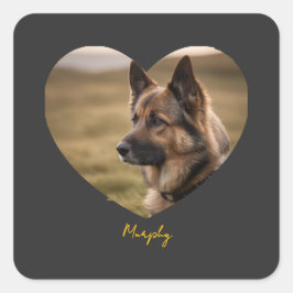 I love my dog customized image and name quadratischer aufkleber
