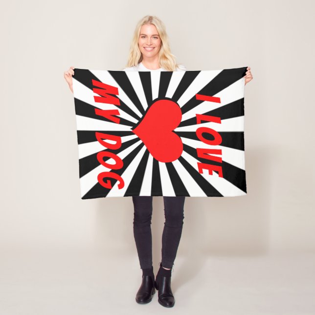 I love my dog mit Herz Fleecedecke (Beispiel)